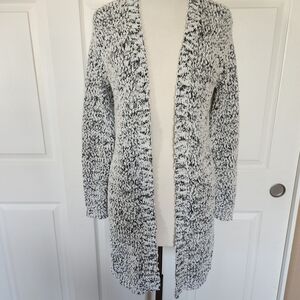 Elegant Black and White Knit Cardigan
